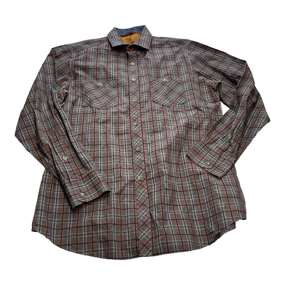 Black Brown 1826 Shirt Mens Large Multicolor Plaid Classic Long Sleeve Button-Up - Picture 1 of 6